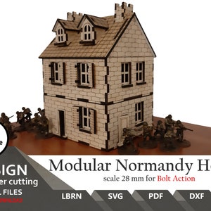 Modular House Files for laser cut: 28mm scale Wargaming Diorama (SVG, XCS, LBRN)