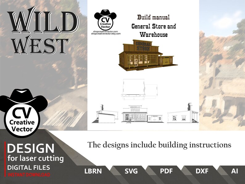 Wild West General Store project for laser cutting xtool lightburn files for laser