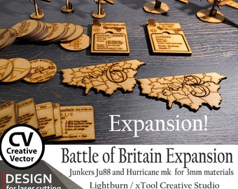 Project for laser cut - Expansion for BATTLE of BRITAIN - Junkers Ju88, Hurricane mk, Flak Artillery, Aces  Air | xcs | svg| Lightburn files