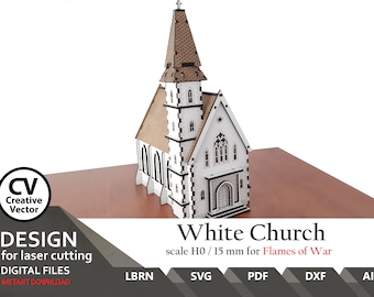 Files for laser cut Church Model: Terrain 15mm scale (SVG, LBRN, Dxf)