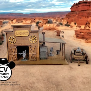 Wild West Blacksmith With Cargo Wagon SVG | XCS | Dxf | LBRN | Scale ...
