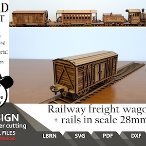 Wild West Freight Wagon + Rails: Files for laser cut  (28mm-34mm Scale)