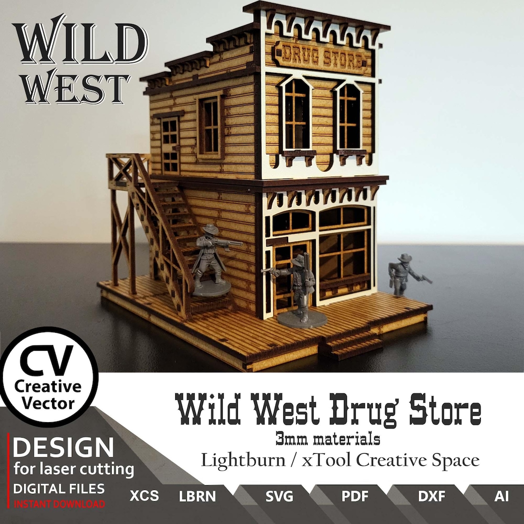 Wild West Drug Store FILES for Laser Cut SVG Dxf XCS Lightburn Xtool - Etsy