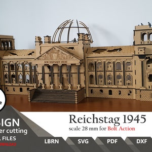 Files for laser cut Reichstag 1945 : 28mm Scale Diorama (SVG, DXF, LBRN)