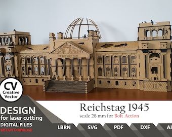 Reichstag 1945 1/56 scale FILES for laser cut SVG DXF Ligtburn xTool