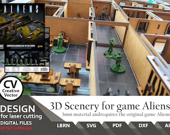 Files for laser cutting Aliens Board Game 3D Scenery SVG DXF XCS Lbrn Lightburn xtool Creality