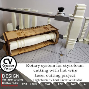 Sistema rotativo per taglio polistirolo con filo caldo per taglio laser / XCS / SVG / Lightburn / File tagliati al laser / Istruzioni di costruzione / Filo Caldo immagine 8