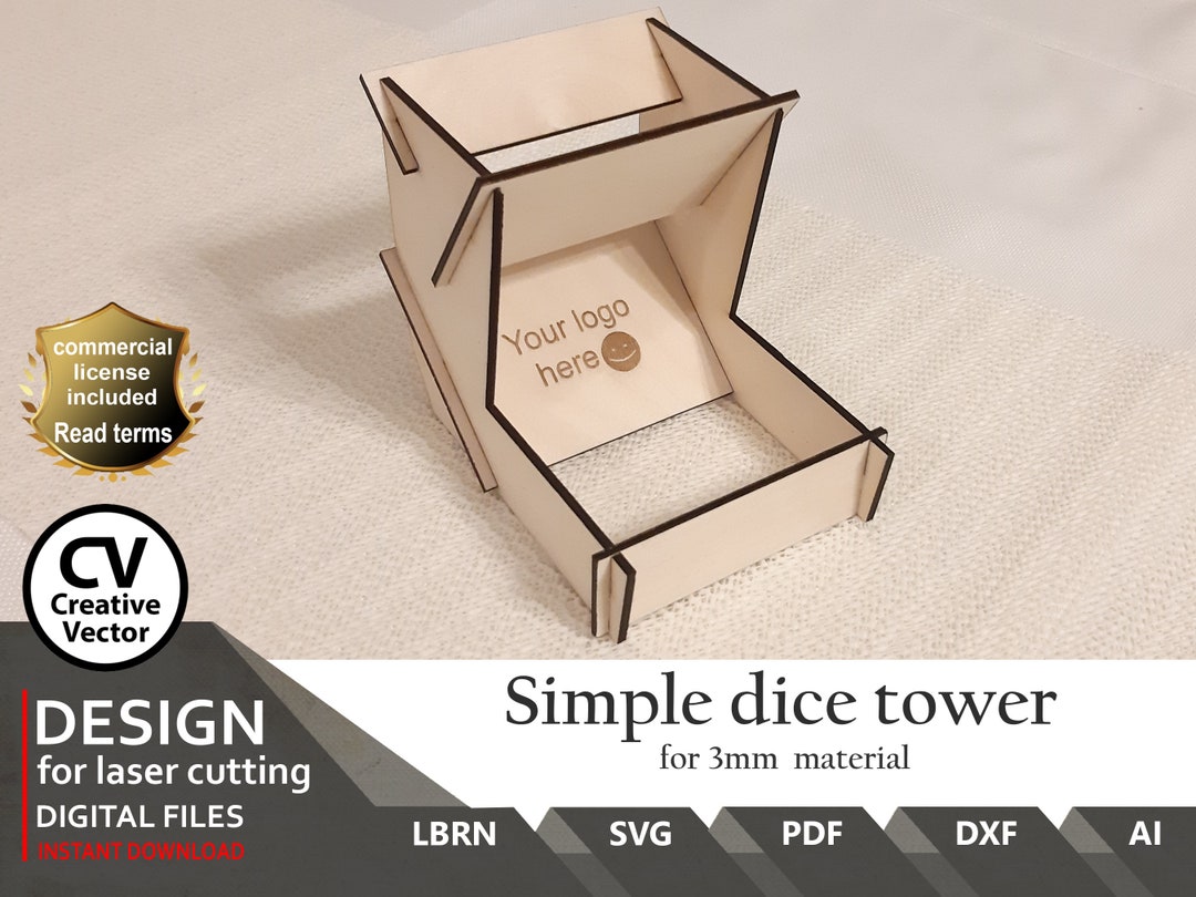 EASY Dice Tower SVG Dxf PDF Easy to Laser Cut Vector Wood Burner Art
