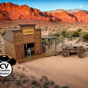 Wild West Blacksmith With Cargo Wagon SVG | XCS | Dxf | LBRN | Scale ...