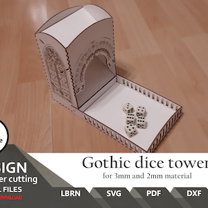Gothic Dice Tower | SVG | DXF | Ai | Lightburn | Easy to laser cut | Art svg | Patterns svg | dice tower svg | Games svg | Boardgame | Files