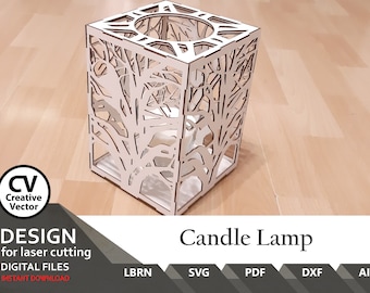 Candle Lamp | SVG | DXF | Ai | Lightburn | Easy to laser cut | Art svg | Patterns svg | Candle svg | Lamp svg | Home light svg | Laser burn