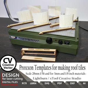 Files for laser cutting - 6 Templates for making roof tiles scale of 28mm for Proxxon styrofoam cutting hot wire | XCS | SVG  | Lightburn