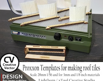 Files for laser cut Roof Tile Templates: 28mm Scale, Proxxon Cutter (SVG, XCS, Lightburn)
