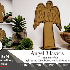 Files for laser cut 3D Angel: SVG DXF Ai Lbrn (Digital Download)
