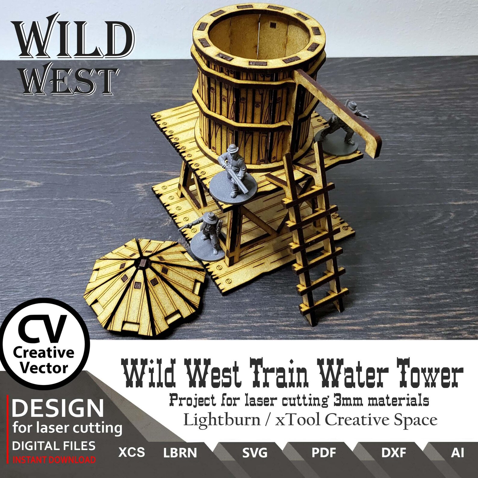 Wild West Train Water Tower Files for Laser Cut: 28mm Scale (digital ...