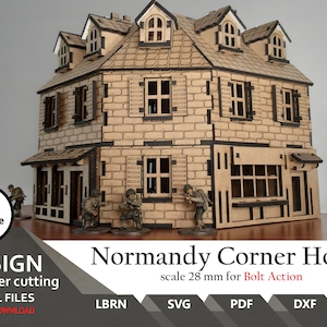 Files for laser cut Normandy Corner House : 28mm Wargaming Terrain (SVG, DXF)