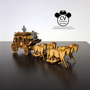 Wild West Stagecoach Laser Cut FILES 1:56 Scale SVG XCS Dxf for ...