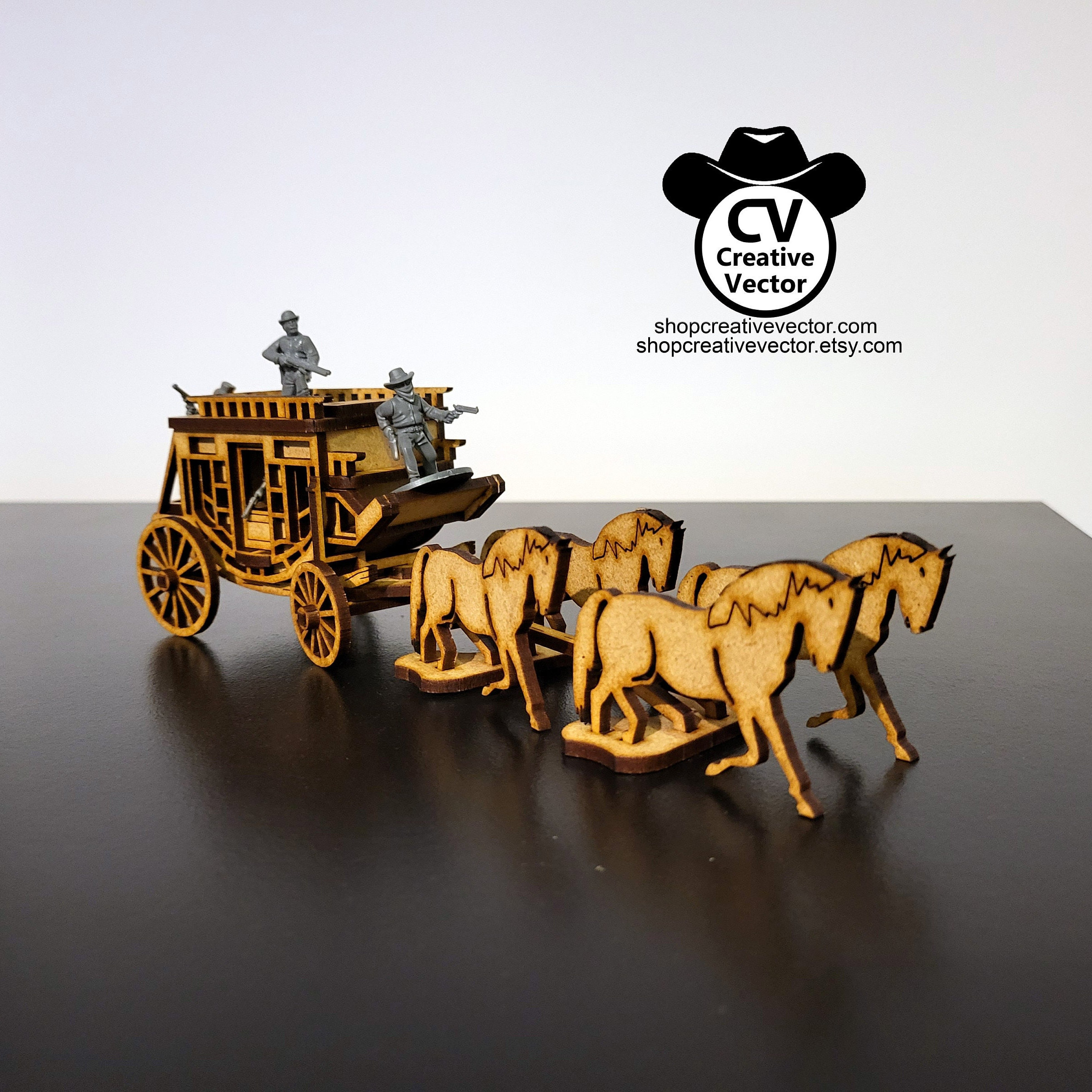 Wild West Stagecoach Laser Cut FILES 1:56 Scale SVG XCS Dxf for ...