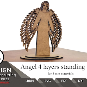 Layered Angel Files for laser cut : 3mm SVG DXF LBRN (Digital Download)