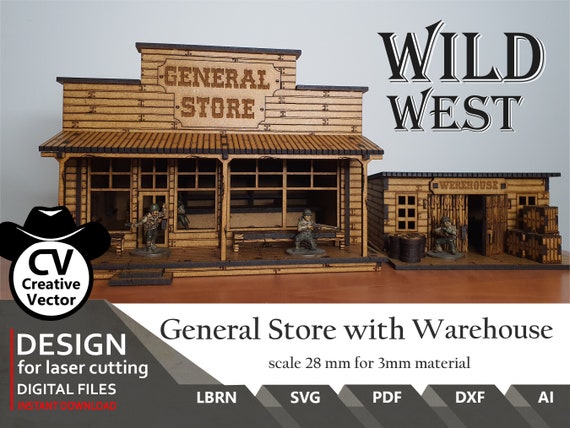 Wild West General Store & Warehouse Files for laser cut  (SVG, DXF, LBRN)