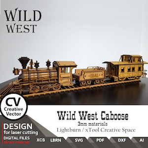 Wild West Caboose Wagon + Rails Files for Laser Cut (SVG, XCS, DXF) - Etsy