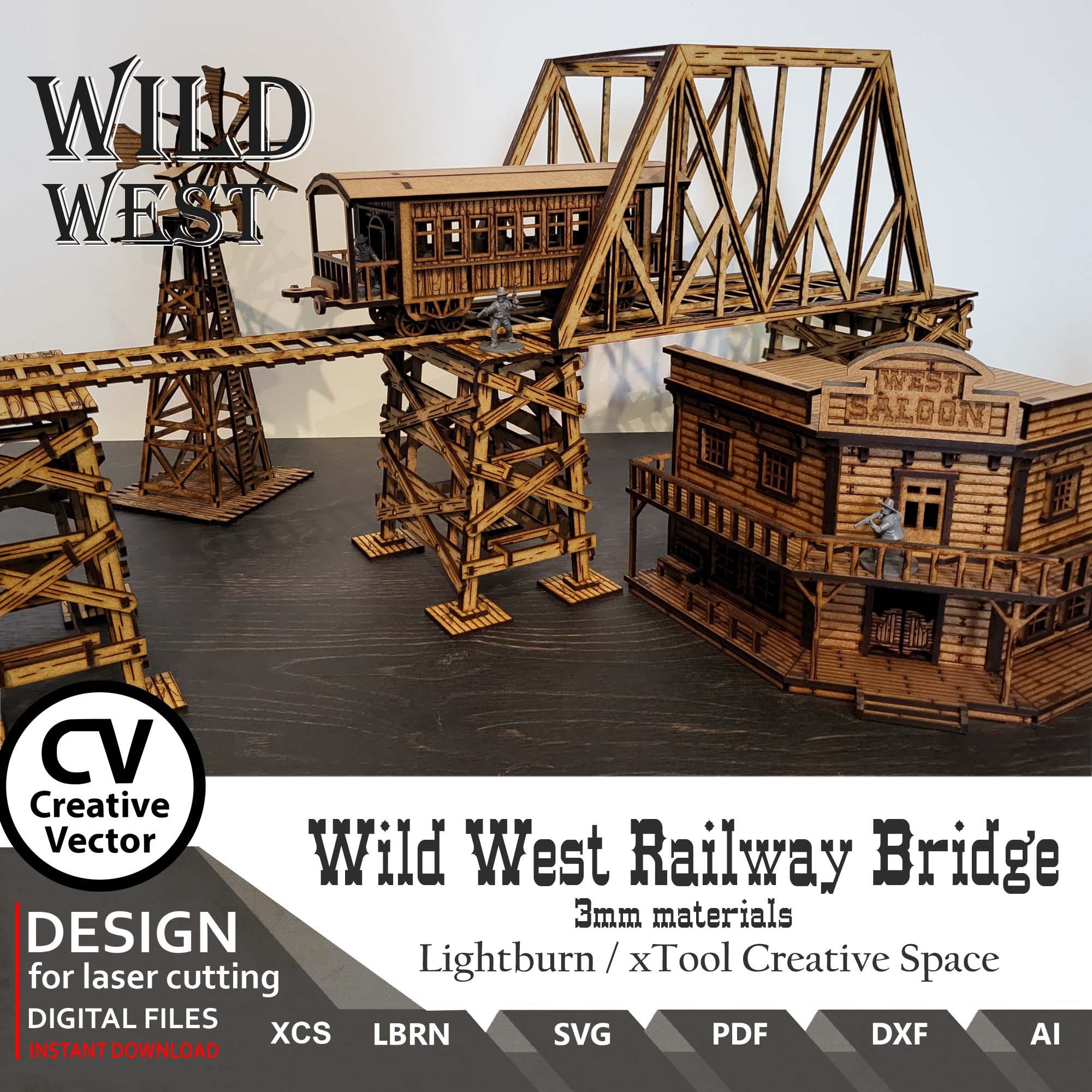Wild West Railway Bridge SVG | XCS | Dxf | LBRN | Scale From 28mm up to ...