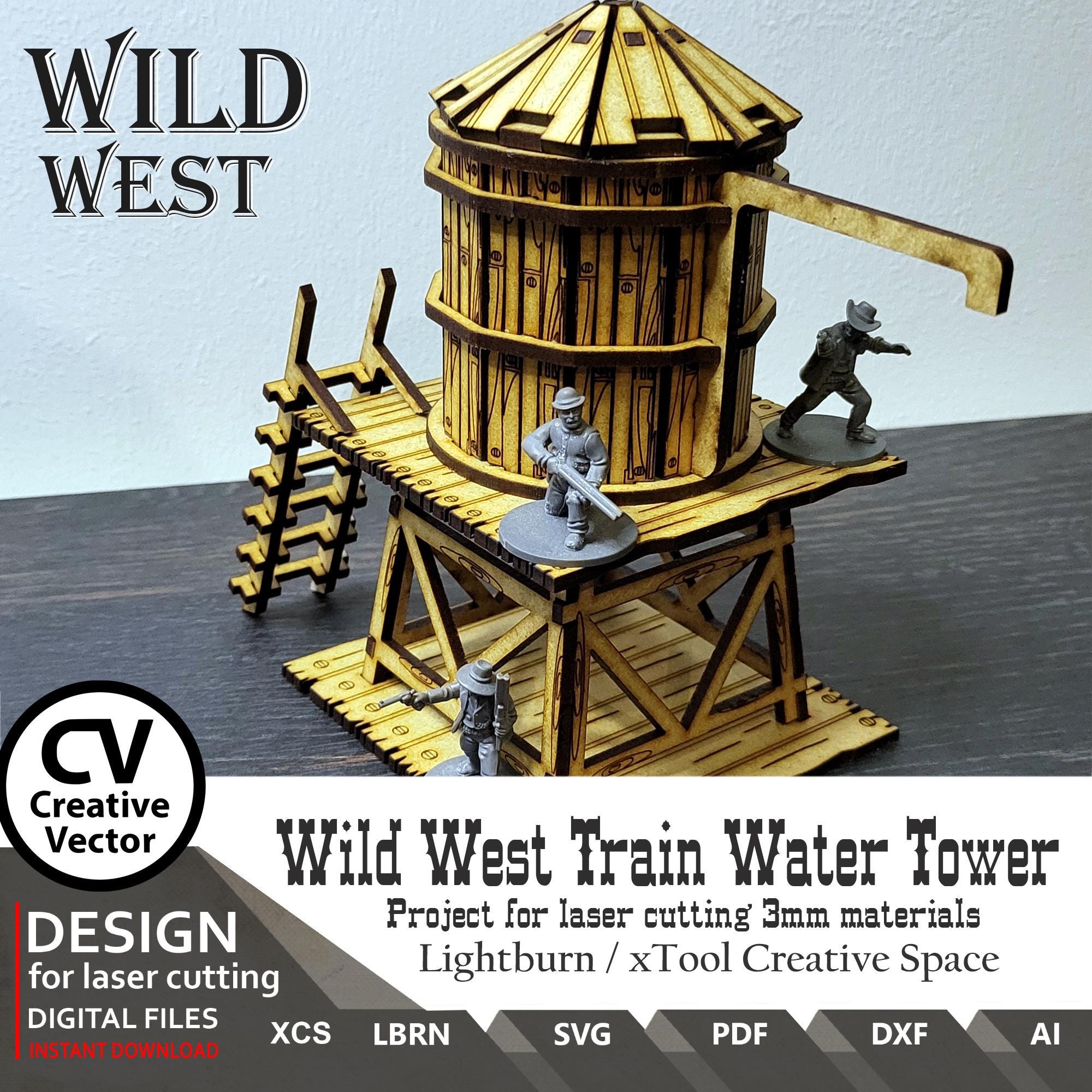 Wild West Train Water Tower Files for Laser Cut: 28mm Scale (digital ...