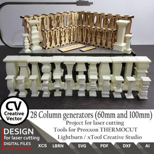 Files for laser cutting - 28 Column generators (60mm and 100mm)  for Proxxon styrofoam cutting hot wire | XCS | SVG | Lightburn | xTool