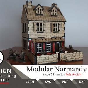 Bolt Action Normandy Bar House + Wall: 28mm Scale (SVG, DXF, PDF)