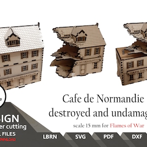 Normandy Cafe Modular House Laser Cut Files: H0 Scale Diorama (SVG, DXF, PDF)