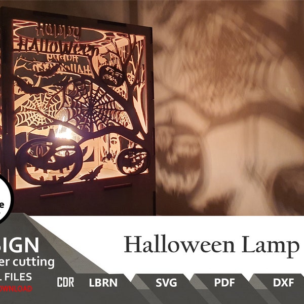 Halloween Lamp | SVG | DXF | Ai | Lightburn | Easy to laser cut | Art svg | Patterns svg | Files svg | Lamp svg | Home light svg | Laser