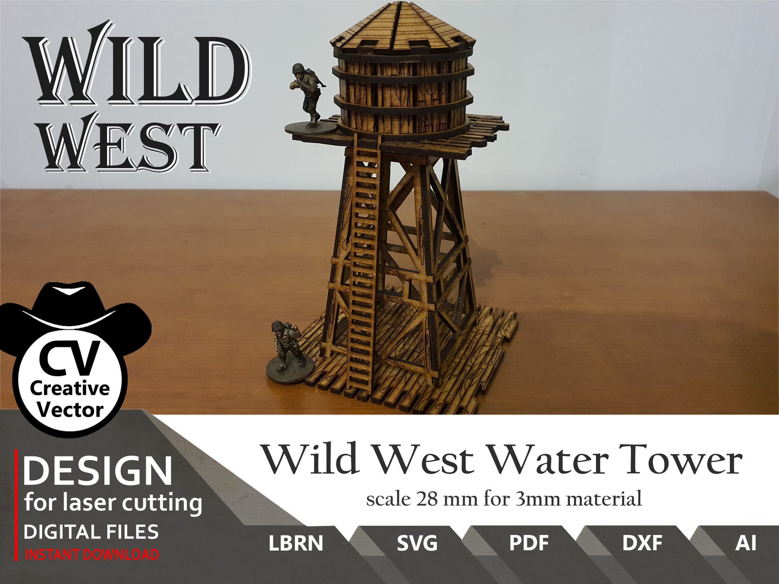 Wild West Water Tower Files for Laser Cut : 28-34mm Scale (digital ...