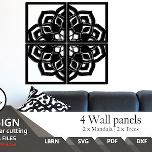 Wall Panels SVG | Mandala | Trees | svg | dxf |  Wall Decor | Panel | Laser cut files | Vector |  Digital files | cnc | Ai | Lightburn files