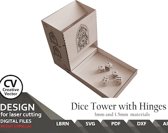 Dice Tower with Hinges SVG,DXF,Ai Files for laser cut (Digital Download)