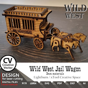 Chariot Western Vintage En Bois – Jouet Ancien Avec Accessoires