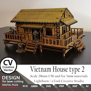 Vietnam House Files for laser cut: 28mm Miniature Model (Digital Download)