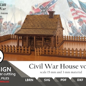 SVG - American Civil War House vol 1 schaal H0 / 15 mm | Wargaming-terrein | PDF | DXF-bestanden voor lasersnijden Lightburn | Directe download
