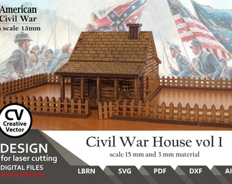 SVG - American Civil War House vol 1  Scale H0 / 15 mm | Wargaming Terrain | PDF | DXF Files to laser cutting  Lightburn  | Instant download