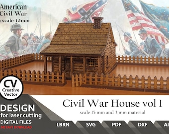 Files for laser cut House SVG: 15mm Scale Wargaming Terrain (PDF, DXF)