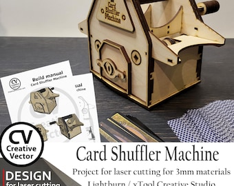 Card Shuffler Machine Files for laser cut: SVG, XCS, DXF Lightburn xTool