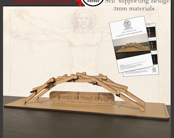 Self supporting Bridge | Leonardo da Vinci SVG DXF 3D Art (Digital Download)