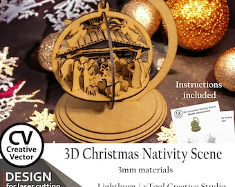 Files for laser cutting 3D Christmas Nativity Scene SVG XCS DXF Ai Lbrn