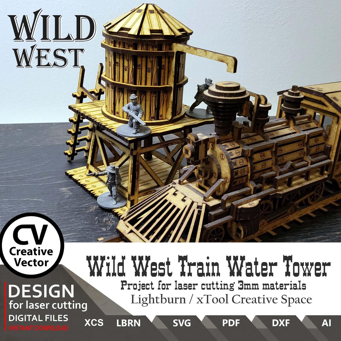 Wild West Train Water Tower Files for Laser Cut: 28mm Scale (digital ...