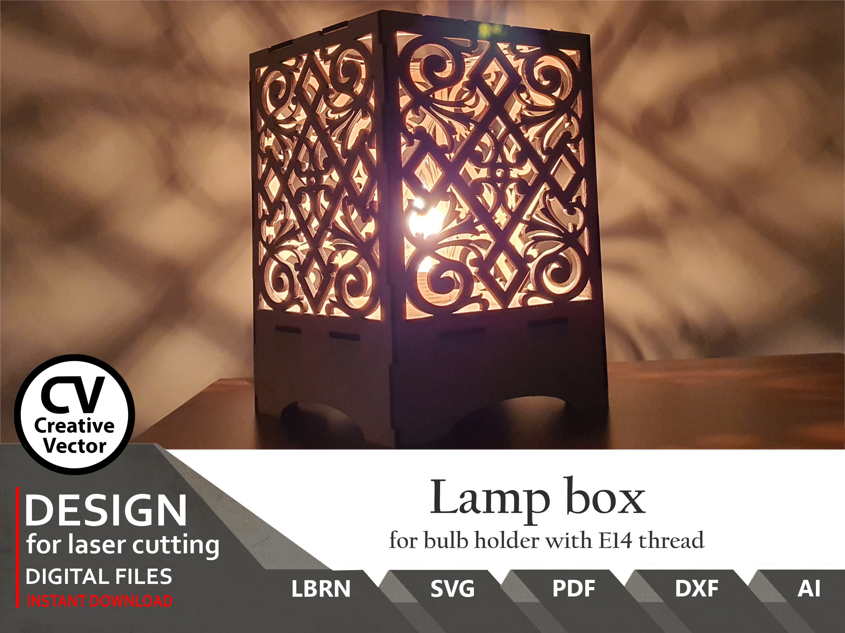 Night Lamp SVG DXF Ai Lightburn Easy to Laser Cut 