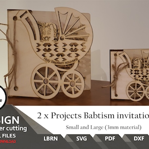 2 x Projects Babtism invitation  for Boy small and large  | SVG | LBRN | DXF | Ai | Baptism | Invitation | Lightburn | Easy to laser cut |