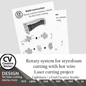 Sistema rotativo para corte de poliestireno con alambre caliente para corte por láser / XCS / SVG / Lightburn / Archivos cortados por láser / Instrucciones de construcción / Hot Wire imagen 5