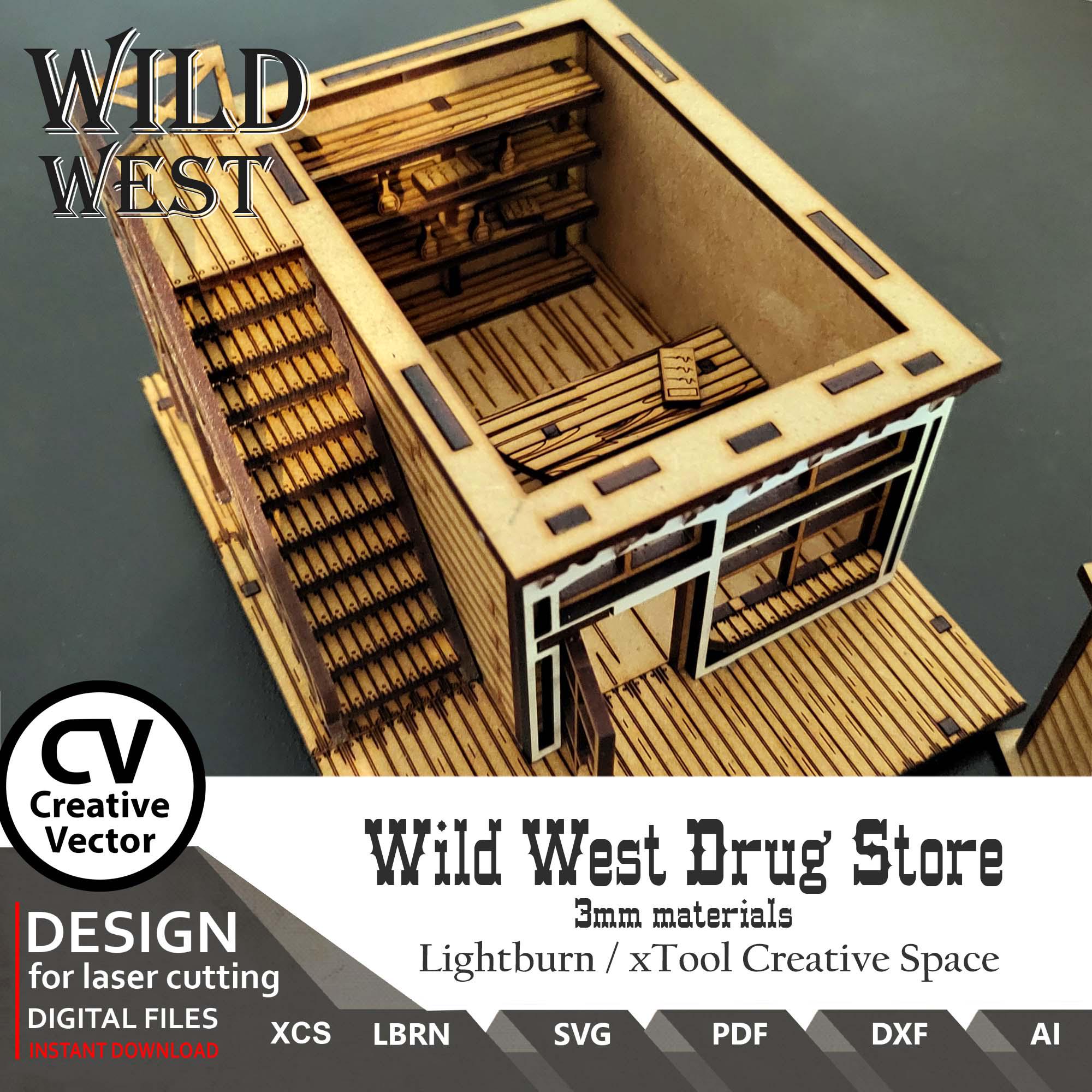 Wild West Drug Store FILES for Laser Cut SVG Dxf XCS Lightburn Xtool - Etsy