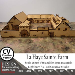 Fichiers pour découpe laser La Haye Sainte Ferme Bataille de Waterloo échelle 28 mm | SVG | DXF | XCS | Coup de foudre | Diorama xTool | Modèles Wargaming