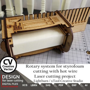 Sistema rotativo para corte de poliestireno con alambre caliente para corte por láser / XCS / SVG / Lightburn / Archivos cortados por láser / Instrucciones de construcción / Hot Wire imagen 7