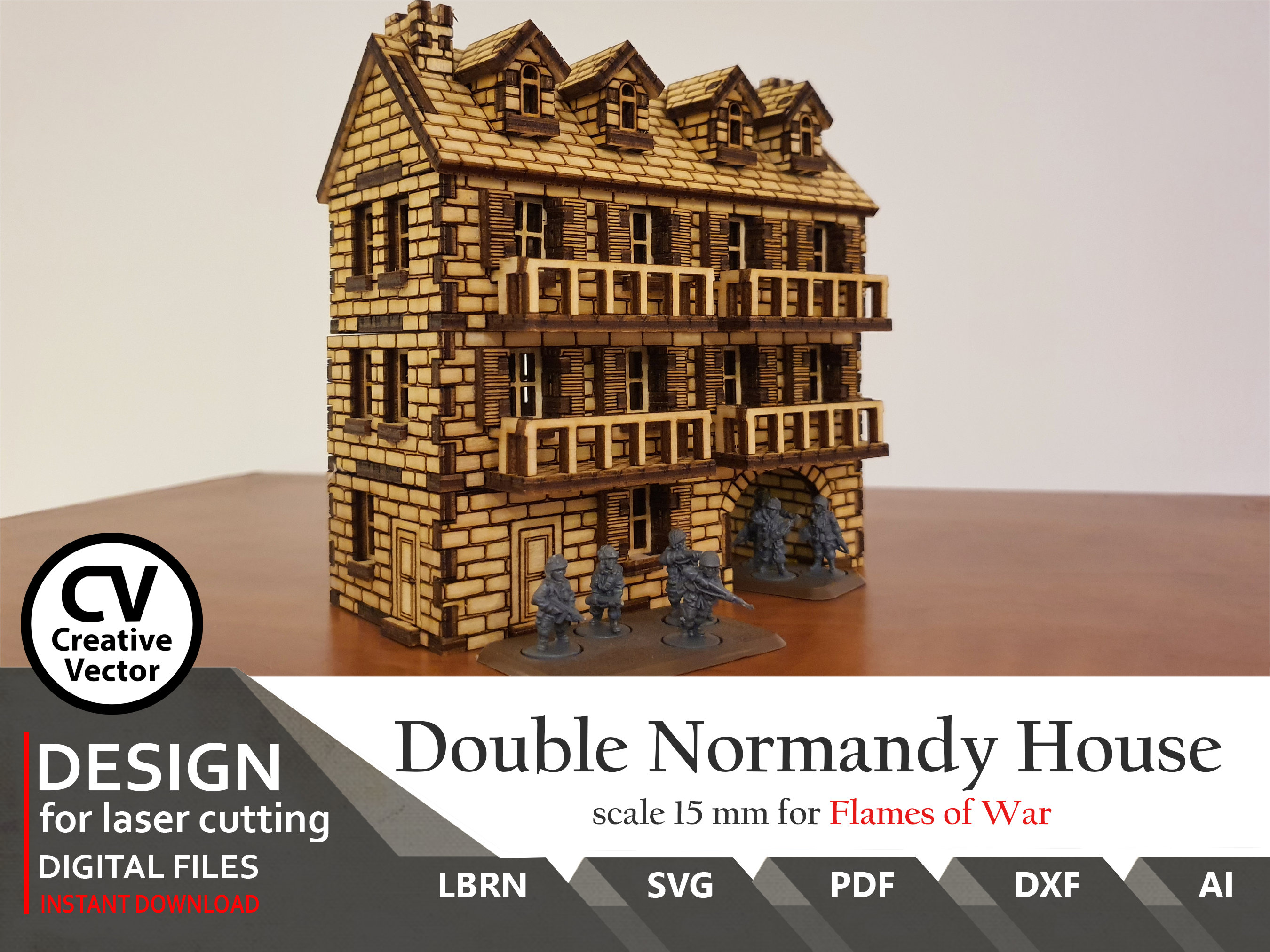 Files for laser cut  Normandy House: 15mm scale Wargaming Terrain (Digital Files)